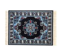 Navy Blue Oriental Rug Mousepad Turkish Style Miniature Carpet Mousemat