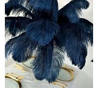 Navy Blue Ostrich Feather Decor Feathers for Decoration Long Large Decorative Wedding Centerpieces Tables Accessoires 15-75CM-40-45cm Small pole-10 PCS