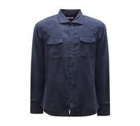Navy Blue Overdyed Gabardine Shirt - male - Sun68 - Casual Shirts - Blue - L - Shirts L