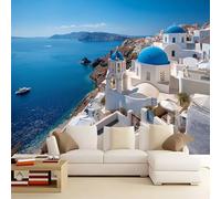 Navy Blue Photo Wallpaper 250 x 175 cm, Non-Woven Premium Art Print Fleece Wall Mural, Beautiful Coastal City Architecture for Living Room Kitchen Interior Bedroom Accessories