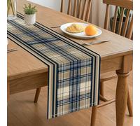 Navy Blue Plaid Table Runner, Classic Checkered Pattern for Autumn Dining Decor and Family Gatherings 13x72 Inch