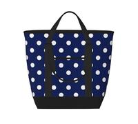 Navy Blue Polka Dot,Lunch Bags Large Capacity Insulated Tote Bag For Women Men Work Picnic Travel