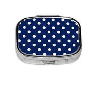 Navy Blue Polka Dot,Meta Pill Box 2 Compartment Medicine Case,Portable Organizer,Rectangle Meta Portable Organizer Pill Box 315 Compartment Medicine Case
