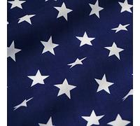 Navy Blue Polycotton Fabric with White Stars (Per Metre)