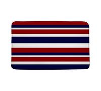 Navy Blue Red White Bath Mat Geometry Red Nevy Blue White Lines Geometric Classic Simple Creative Modern Bathroom Mat Rug Memory Foam Doormat，17.8x29.5 Inch