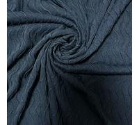 Navy Blue Ribbed Pleated Tramline Stretch Jersey Elastane Dress Fabric Material 58" - 150 cm Wide Sold As 1 Meter Pre - Cut Lengths