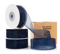 Navy Blue Ribbon Sheer Organza Ribbon 1 Inch x 75Yds Dark Blue Ribbon Clear Navy Blue Chiffon Tulle Ribbon for Gift Wrapping Christmas Tree Flower Bouquet Wedding Invitations Wreaths Bows Crafts