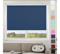 Navy Blue Roller Blinds 75 x 120 cm Insulated UV Protection Child Safe Blackout Roman Style Fittings Included for Inside/Outside Recess Installation