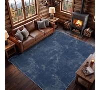 Navy Blue Rug - Retro Distressed Fluffy Carpet Mat Soft Non Slip Minimalist Solid Distressed Texture Low Pile Washable Area Rug for Living Room Dining Room Bedroom TV Lounge Hallway Kitchen 120x180 cm