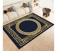 Navy Blue Rugs Living Room 160 X 230 Cm Geometric Greek Key Texture Washable Rugs Soft Area Rugs For Bedroom Short Pile Kitchen Rug Non Shedding Floor Carpets Non Slip Rug,140 X 200 Cm