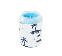 Navy Blue Sailboats Palm Trees Portable Paw Washer Cup with Soft Silicone Brush Pets Cleaning Kit Suitable for Small, Medium, Large Breed Dogs