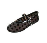 navy blue sandals for women - Vintage Polka Dot Mesh Mary Jane Flats, Breathable Round Toe Buckle Strap Flat Sandals, Retro Tulle Ballet Shoes for Casual Party Everyday Spring Summer Footwear