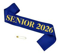 Navy blue Senior 2026 Sashes with Gold Glitter Printing Letters，Senior Cheer Sasesh .2026 Graduation Celebrations Sashes, Class of 2026 Sash for Graduation Party, Class Competition Sashes (1Pcs )