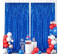Navy Blue Sequin Backdrop 2 Pcs 5FTx10FT Glitter Backdrop Curtains Birthday Party Decoration Photography Backgrounds Fabric Backdrop