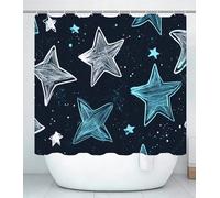 Navy Blue Shower Curtain for Bathroom, Curtain Includes 12 Pcs Hooks, Waterproof Polyester Fabric, Rustproof Eyelets, Weighted Hem, Washable, Quick Dry, Bathroom Decor H120 x W240cm Geometry J#178