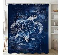 Navy Blue Shower Curtain, Waterproof Extra Long Curtains for Bathroom Decor, Luxury Weighted Shower Curtain Sea Turtle, for Bathroom Window Curtains, Quick Dry Wet Room, 120x150cm 48x60Inch J-763