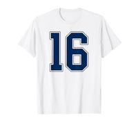 Navy Blue Silver Number 16 Jersey Player Uniform #16 T-Shirt