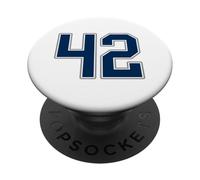 Navy Blue Silver Number 42 Jersey Player Uniform #42 PopSockets Adhesive PopGrip