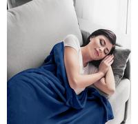 (NAVY BLUE, SINGLE) Warm Soft Large Blanket Mink Faux Fur Fleece Throw