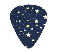 Navy Blue Sky and Star Print 12 Pcs Guitar Picks Fit Lovers 3 Different Thickness 0.46 0.71 0.96mm