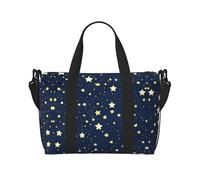 Navy Blue Sky and Star print Travel Duffel Bag,workout duffel bag, overnight shoulder Bag,Weekender Bag for Women Men, Black, One Size