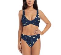 Navy Blue Sky and Star Print Womens Bikini Sets Sexy Two Piece Halter Swimsuits Bathing Suit Swim Suits 2025