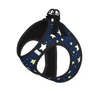 Navy Blue Sky And Star Printing Dog Summer Harness With Leash Set,Adjustable And Reflective Step-In Puppy Pet Vest Harnesses