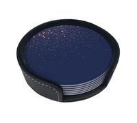 Navy Blue Sky And Stars Coasters Set Of 6,Drink Coasters Round,Non Slip For Coffee Beer Mug Wine Glass Bottle Home & Bar.