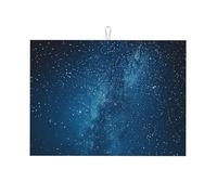 Navy Blue Sky And Stars - Kitchen Drying Mats for Dishes Washable Absorbent Dish Draining Mat Heat Resistant Drying Pad for Countertop 18 x 24 in