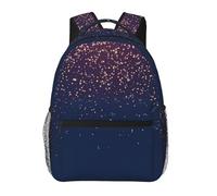 Navy Blue Sky And Stars Print Casual Daily Bookbag, 20 * 29 * 40cm Durable Basic Backpack For Travel And Vacation Classics Daypack