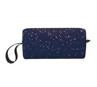 Navy Blue Sky and Stars Print Travel Storage Case Portable Cosmetic Pouch Zippered Organizer Bag for Orderly Arrangement