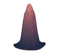 Navy Blue Sky And Stars Print Unisex Hooded Full Length Cloak For Wizard Christmas Carnival Halloween Cosplay