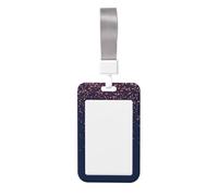 Navy Blue Sky and Stars Printed Id Badge Holder with Neck Strap Vertical Waterproof Name Card Holder for Office School