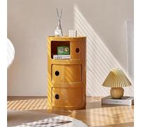 Navy Blue Small Bathroom Cabinet - 13" Round Nightstand with Slide Drawers Stylish Storage Bedside Table Unique Versatile End Table for Living Room & Bedroom