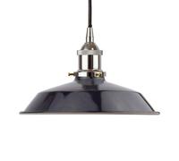 Navy Blue Small Trinity Metal Painted Dome Pendant Light With Nickle Lamp Holder And Black Round Cable - Se Home