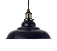 Navy Blue St Edmund's Painted Dome Pendant Light With Black Nickel Lamp Holder And Brown Twisted Cable - Se Home