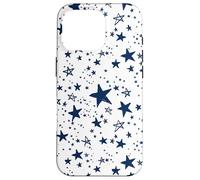 Navy Blue Stars White Background Pattern Case for iPhone 16 Pro