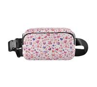Navy Blue Striped Rope and Ocean Watercolor Women Men Teenagers Stylish Fanny Waist Pack for Workout Running Hiking, Hearts Pink Purple Watercolor, One Size