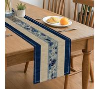 Navy Blue Striped Table Runner, Elegant Modern Waves Design for Home Dining Decor and Holiday Gatherings 13x72 Inch