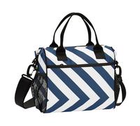 Navy Blue Stripes Lunch Box Tote Bag Reusable) with Shoulder Strap Lunch Tote Bag for Women Lady Gym