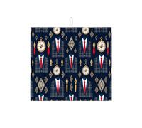 Navy Blue Suit Design Dish Drying Mats for Kitchen Counter, Elegant Geometric and Classic Absorbent Mat, Year-Round Microfiber Drying Pad 16x18 Inch