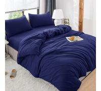 (Navy Blue , Super King ) Luxury Reversible Duvet Covers Quilt Quilted Bedding Set