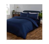 (Navy Blue, Superking) OHS Plain Dyed Duvet Cover Quilt Bedding Set With Pillowcase Single Double King Size
