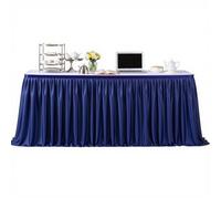 Navy Blue Table Skirt for Rectangle Tables 9ft Desk Skirt for Teacher Desk Classroom Ruffle Polyester Fabric Desk Skirts for Bridal Baby Shower Birthday Party Graduation Banquet Wedding