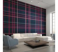 Navy Blue Tartan Wallpaper - Plaid Buffalo Check Wall Mural 350x256 cm (W x H), Non-Woven Photo Wallpaper Mural for Bedroom, Living Room, Hallway, Home Decor Y&W66