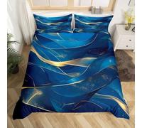 Navy Blue Texture Marble Comforter Cover,Geometric Gold Glitter Printed Abstract Art Design Duvet Cover 230X220, Soft Microfiber Bedding Set with Pillowcase King