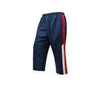Navy Blue Track Pants with Red and White Side Stripes, Elastic Waistband, Cropped Length, Sportswear for Training and Physical Education (UK, Alpha, XL, Regular, Regular)