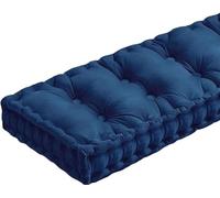 Navy Blue Velvet Bench Cush 160x40x10cm Modern Contemporary Garden Pad 4-Seater Sofa Pillow Slish Outdoor/Indoor Decor No Legs Needed