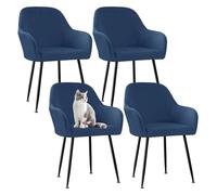 Navy Blue Velvet Dining Chair Covers, 4-Piece Set with Curved Backrest and Stretchy Armrest, Perfect for Dining Room and Kitchen Furniture Protection