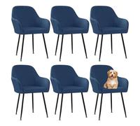 Navy Blue Velvet Dining Chair Covers with Curved Back & Armrests, Set of 6 Rotatable Slipcovers for Living Room, Dining Room, Protect & Decorate Your Chairs
